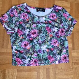 Pink Floral Cactus Crop Top